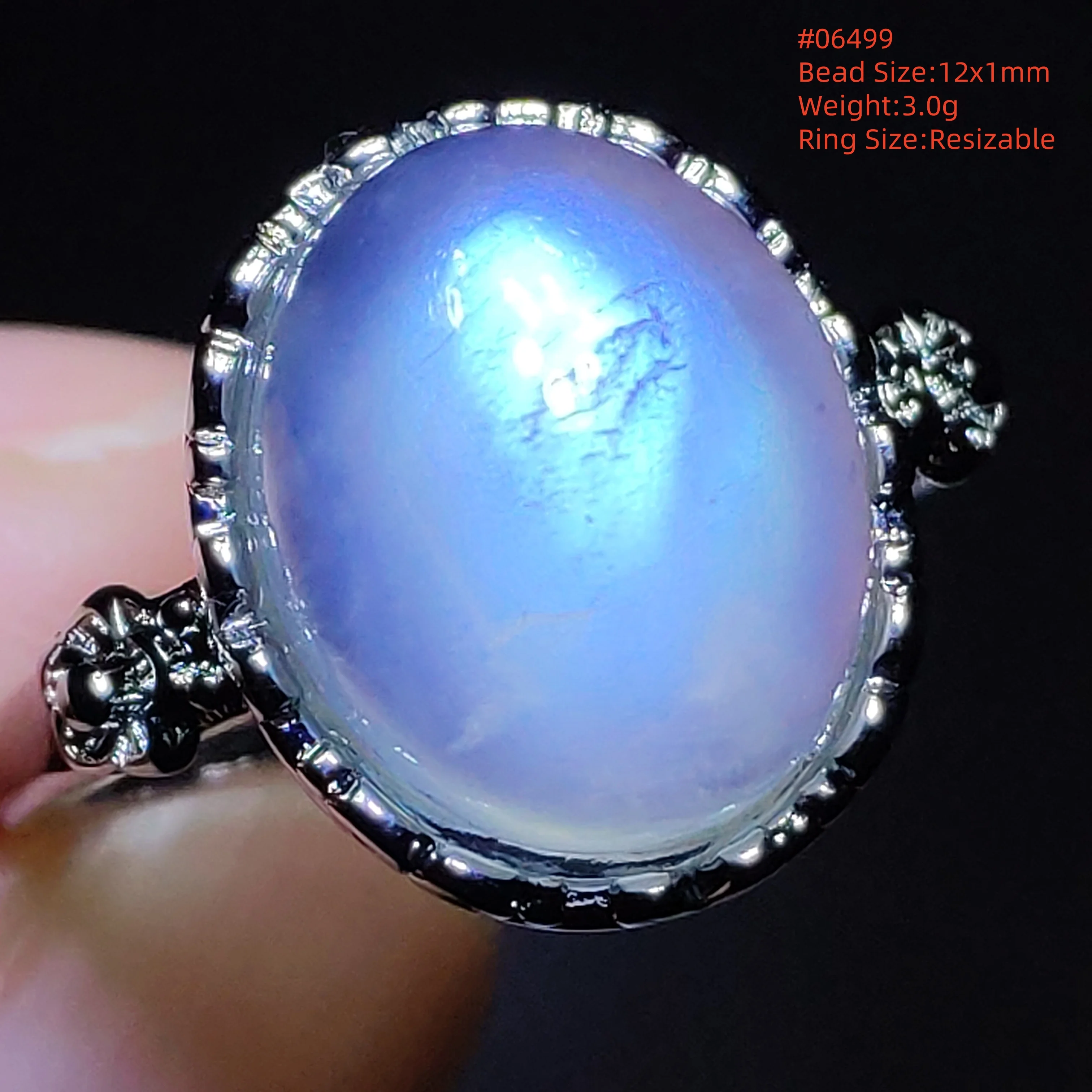 

Natural Blue Moonstone Adjustable Ring Jewelry For Women Men Bead 925 Silver Oval Blue Moonstone Ring Fashion Stone AAAAAA