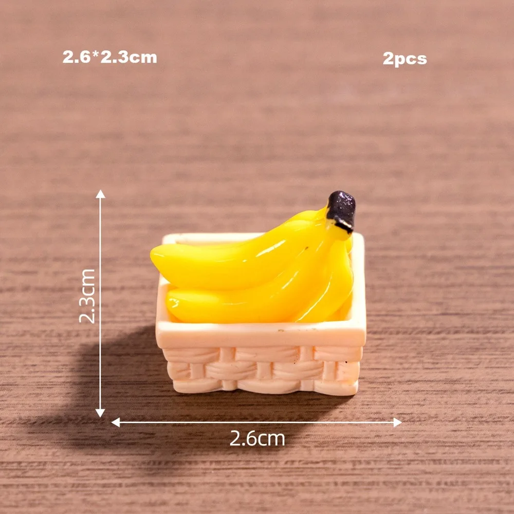 

2pcs Mini 1/12 Dollhouse Rattan Frame Cute Hand-woven Fruit Vegetable Food Storage Basket 10 Styles Resin