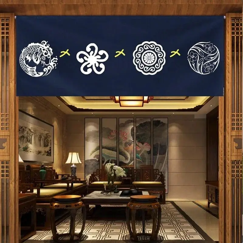 VIKAMA Japanese Noren Half Curtain for Restaurant Sushi Izakaya Kitchen Doorway Decor