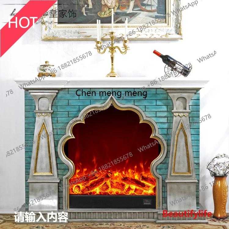 A07 European fireplace American simulation thermal power fireplace decorative cabinet solid wood fireplace rack