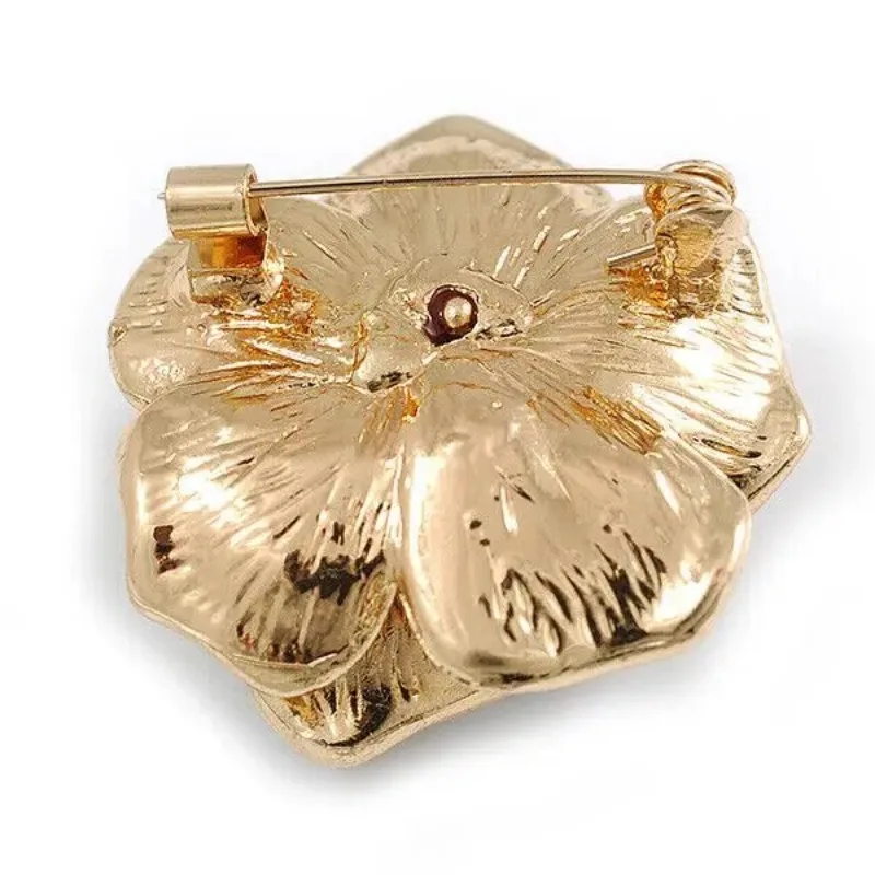 Exquisite Camellia Brooch Korean Elegant Rhinestones Flower Corsage Accessories for Women