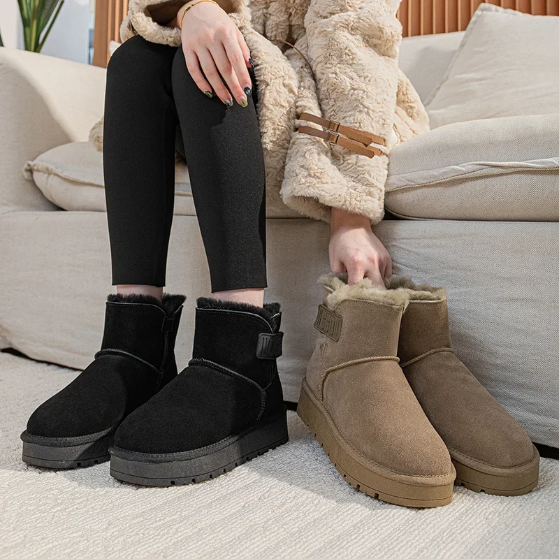 

2025 Trend Winter Shoes for Woman Winter Boots Ankle Low Heels Botas Mujer Waterproof Snow Boots with Fur Shoes Women's Boots