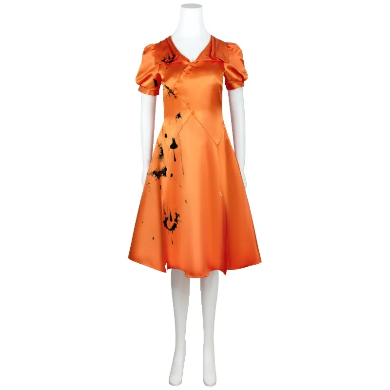 

Anime The Bride Frankenstein Orange Dress Cosplay Costume Movie Character Halloween Carnival Performance Costume for Woman