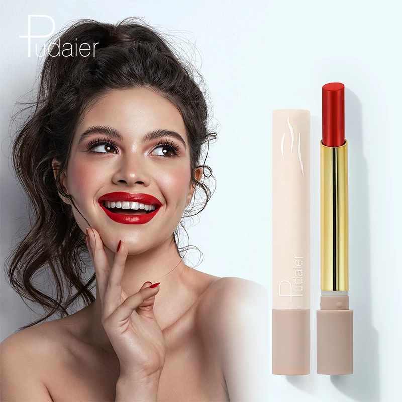 16สี Smooth Velvet Matte ลิปสติกสีแดงเซ็กซี่ผู้หญิง Moisturizer Nutritious Luxury Nude Lips Stick Pudaier แบรนด์เครื่องสำอาง