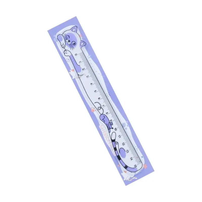 Y1UB 15cm Ruler Soft Ruler with Clear Scale Measuring Tool Lovely Cats Ruler for Drawing Engineering Teaching