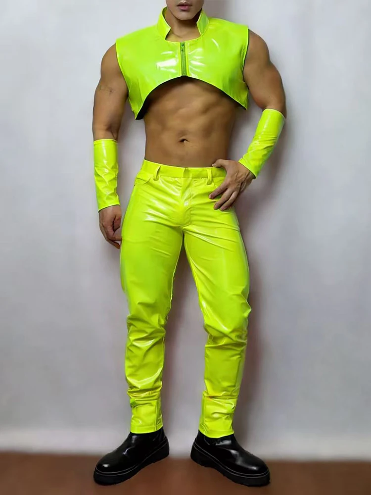 Sexy Gogo Dance Costume For Men Nightclub Bar Clubwear Fluorescence Performance Stage Wear Male Party Show Rave Clothing VDL5091