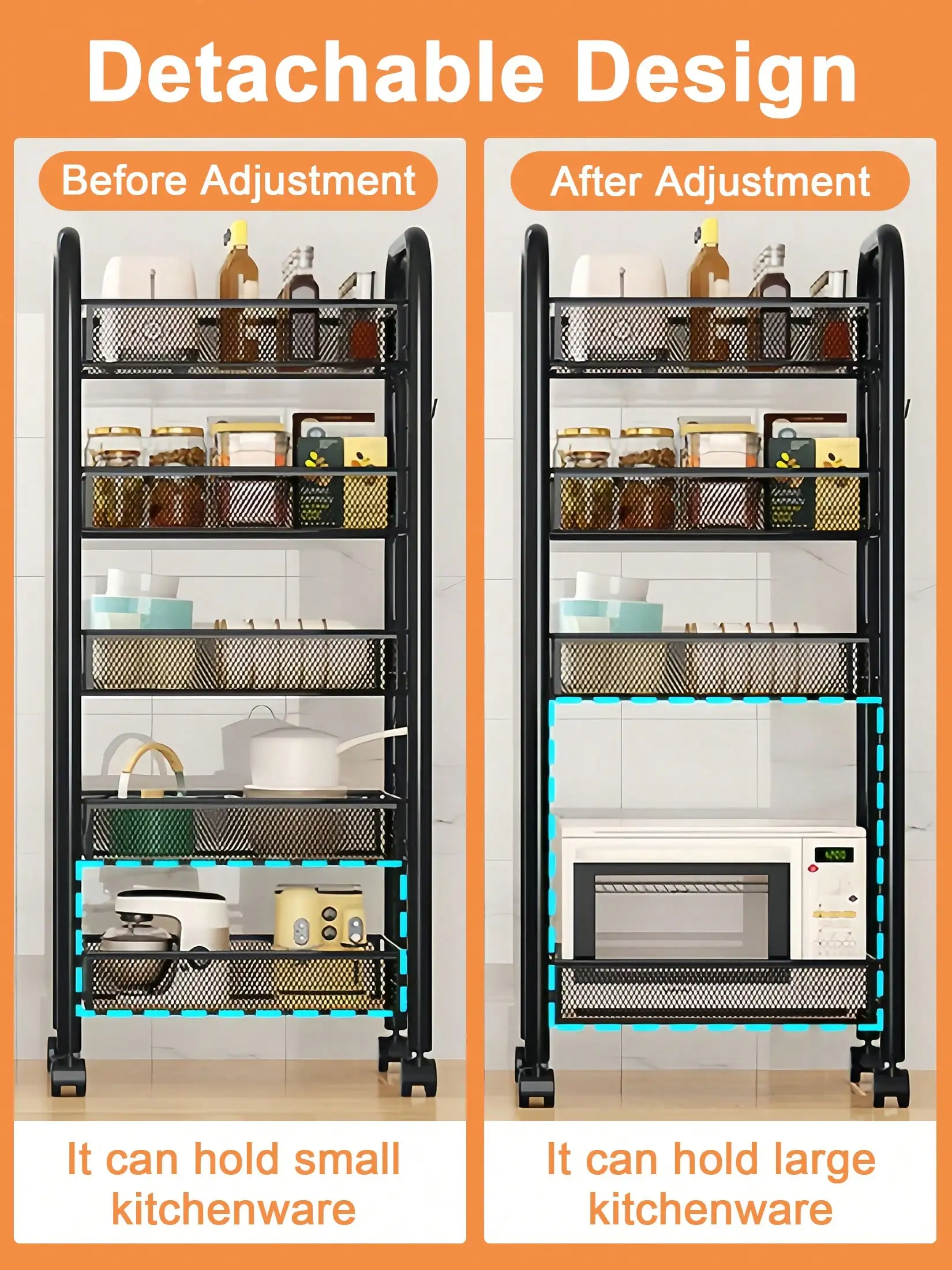 Five-Tier Rolling Storage Cart — product detail 9