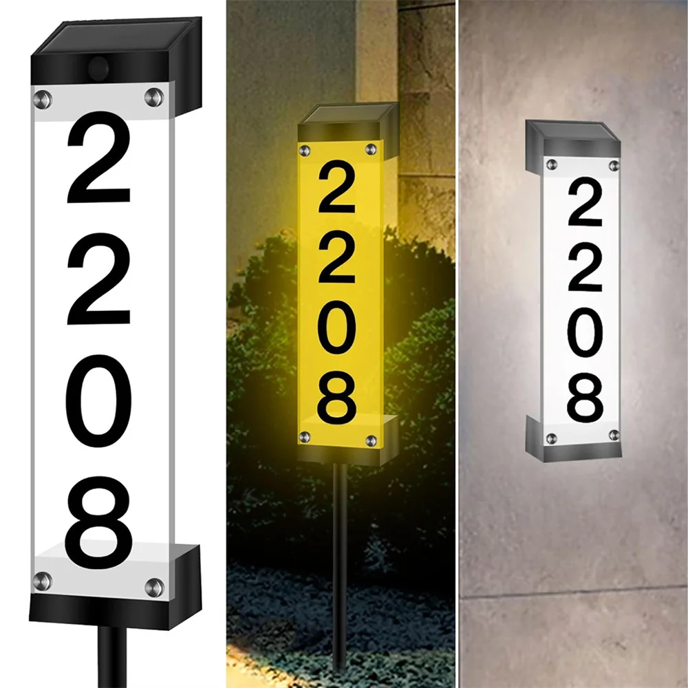 Imagem -05 - Solar Powered Address Sign Light House Number Lamp Impermeável Rgb Color Cores com Estacas para Rua Quintal Casa