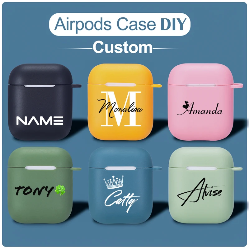 Custodia personalizzata per scrittura a mano privata per Apple Airpods 1 2 3 nome in Silicone morbido Logo immagine testo Cover personalizzata per