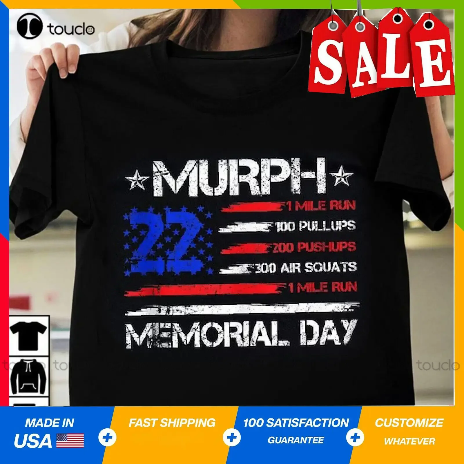 Patriotic Murph Challenge 2022 Memorial Day Workout Wod Tee T-Shirt, Gift 2022 Cute Shirts For Girls Fashion Tshirt Summer  Tee