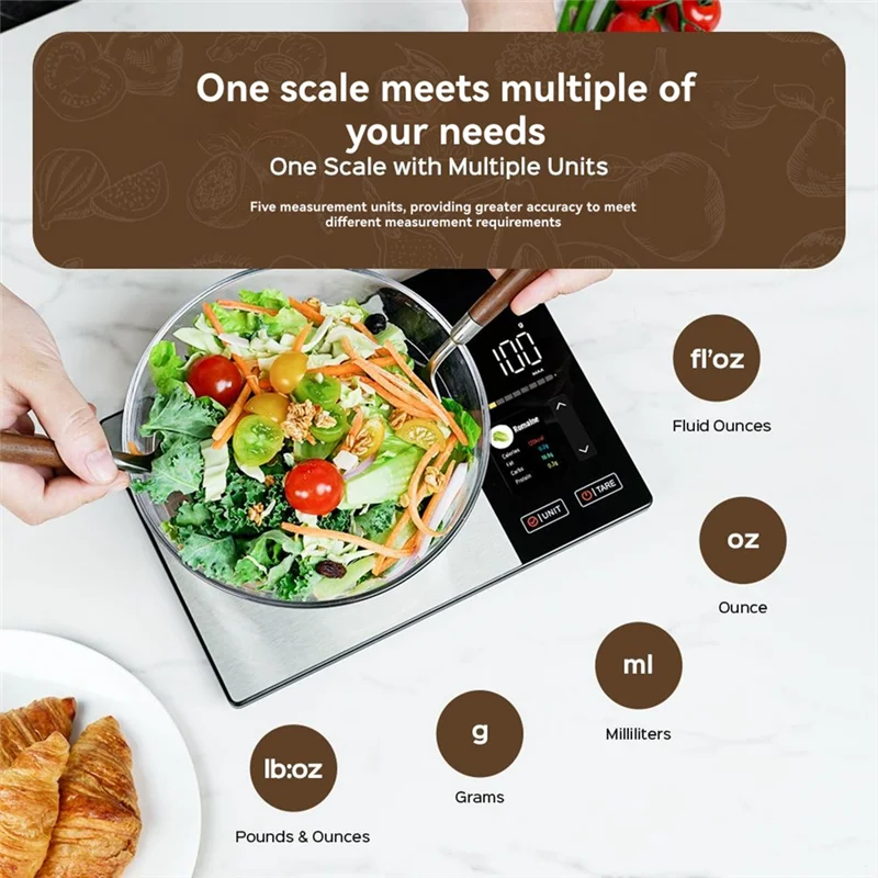 ABVG-مقياس المطبخ من الفولاذ المقاوم للصدأ صحي لوزن صحي 11 رطل/5 كجم طعام السعرات الحرارية بروتين الدهون الكربوهيدرات آلة حاسبة غذائية