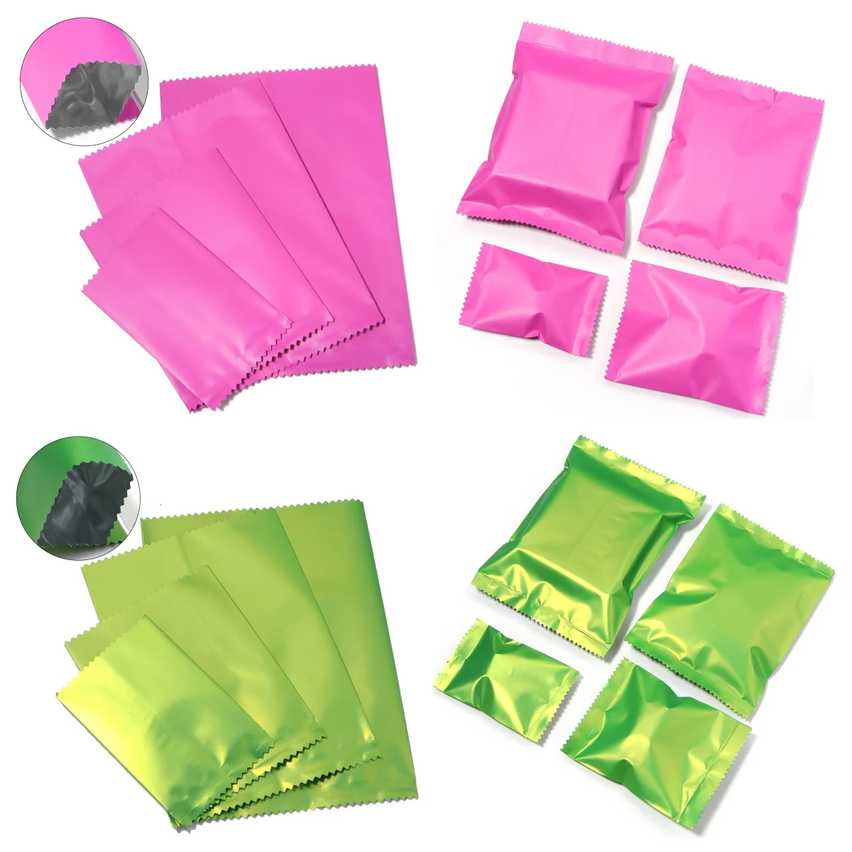 100 Stück/Lot Aluminiumfolienbeutel Rosa Grün Dicke Undurchsichtige Blindbags Süßigkeiten Backwaren Snack-Verpackungsbeutel für DIY Party Geschenkverpackung – Detail 7
