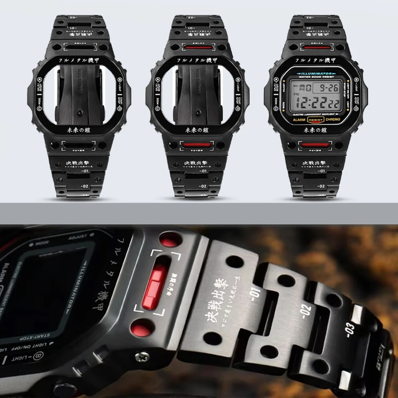 DW5600 GMW-B5000 Mech Style Mod Kit Stainless Steel Metal Bezel