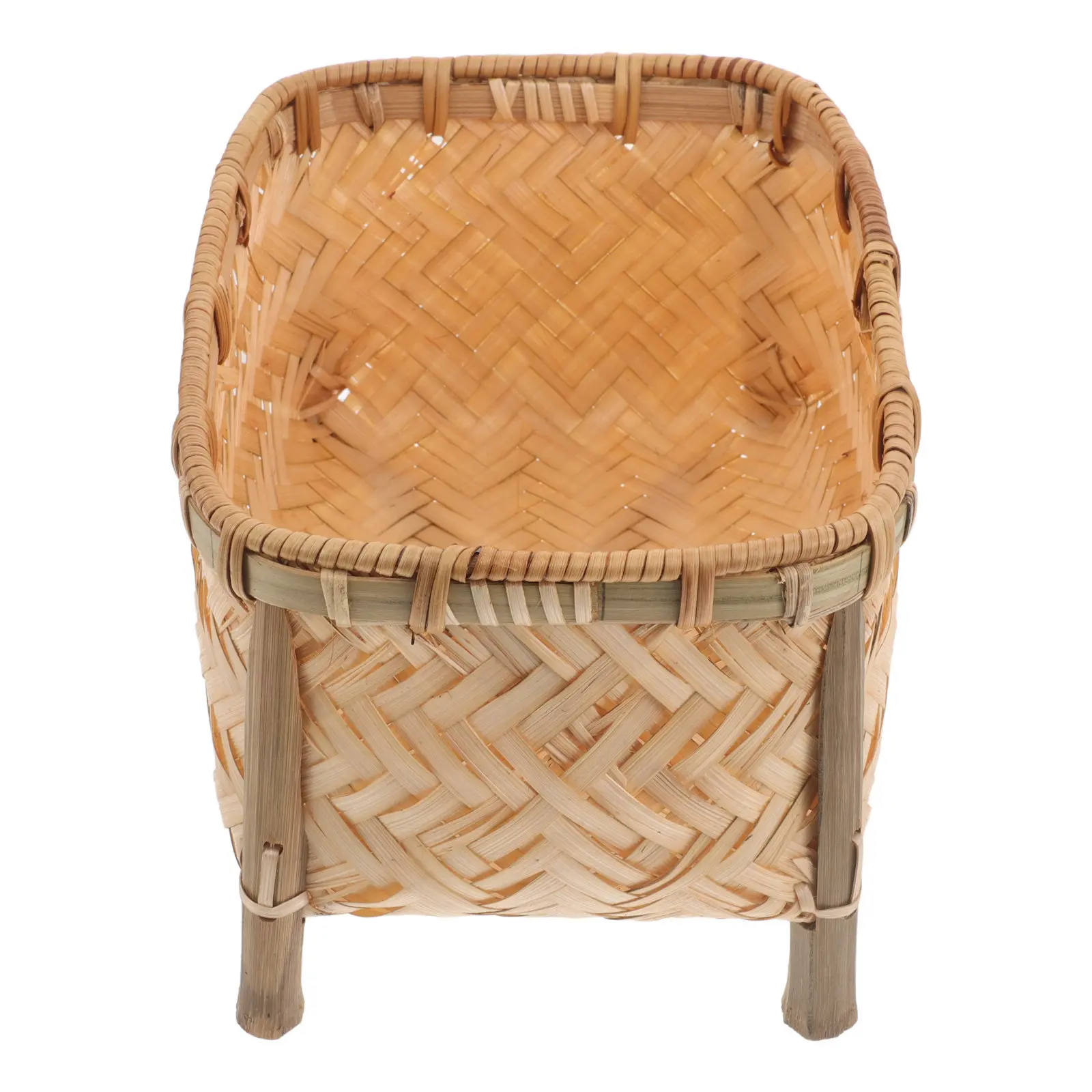 Handwoven Bamboo Fruit Basket for Kitchen Counter Tabletop Serving Rustic Decorative Storage Organizer Bread Snacks Vegetables