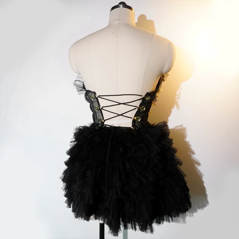 sparkly black sequins two pieces set for women party evening prom celebrate birthday photo shoot dress nightclub dance costume