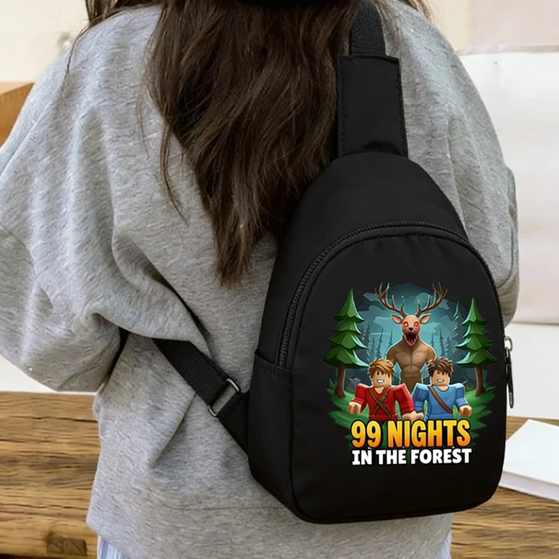 Mini mochilas de lona con diseño de anime y videojuegos, 99 Noches en el Bosque, bolso cruzado de dibujos animados, bolso de hombro para niños y niñas, regalo de cumpleaños