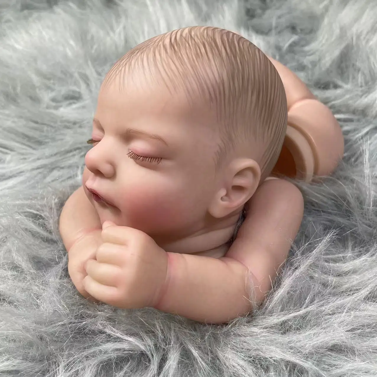 18 inch Already Painted Reborn Doll Parts Sam Sleeping Baby 3D Painting with Visible Veins Cloth Body Included