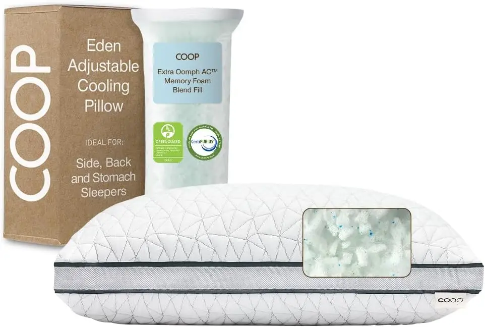 

Queen Size Memory Foam Cooling Gel Pillow for Back, Stomach, Side Sleepers - Medium Soft, CertiPUR-US/GREENGUARD Gold