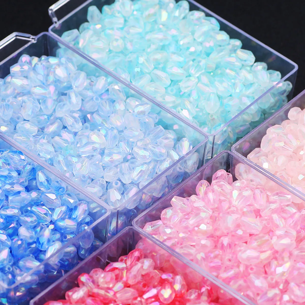 200-50Pcs Teardrop Pear Shape Faceted Crystal Glass 6x9mm Loose Spacer Beads for Jewelry Making DIY Bracelet Necklace Findings