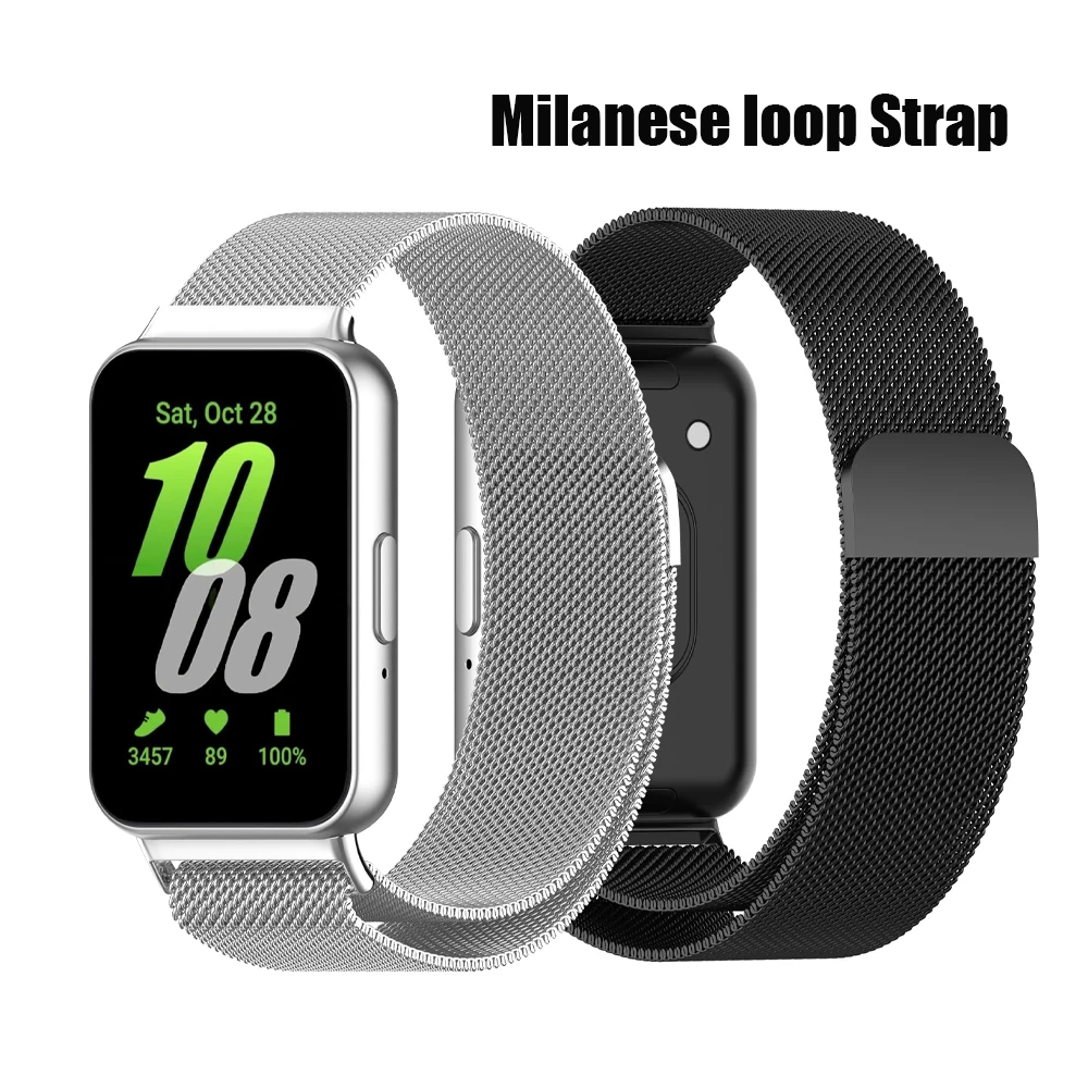 Pulseira Milanese Loop de Aço Inoxidável com Fecho Magnético para Samsung Galaxy Fit 3, Acessório de Pulseira para Smartband