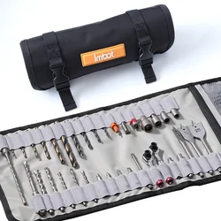 Tool Roll Bag Nylon Durable Water-Resistant Tool Organization Roll Bag with Protable Button Tool Bag Pouch for Drill Bits