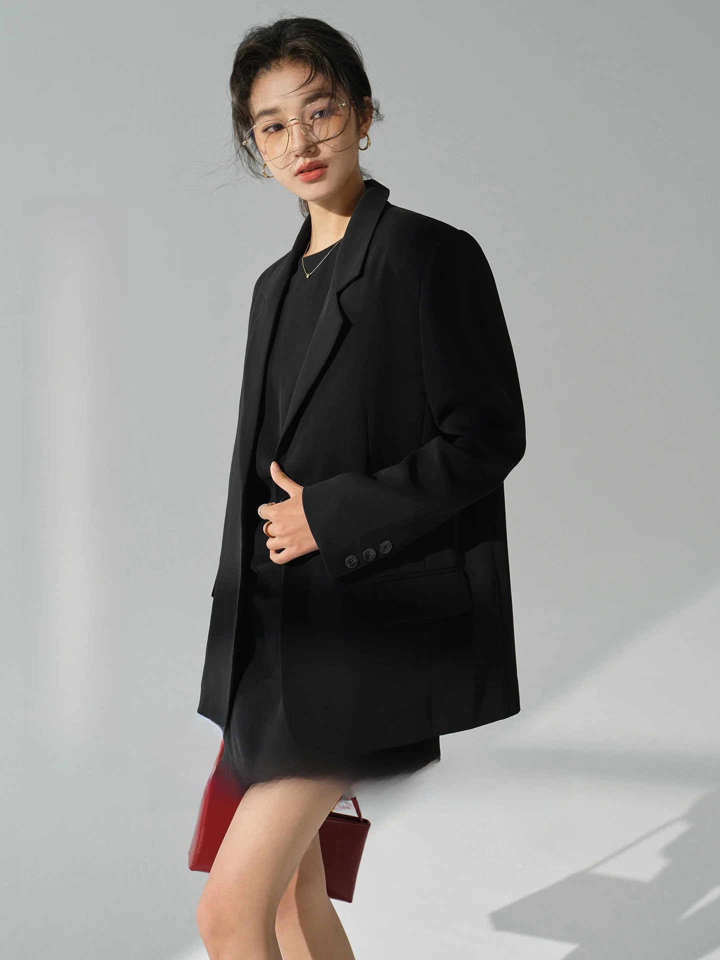 

bunny Casual Bla Split Suit Jaet for Women Autumn Commute Ele Personali Fem Outerwear Polyester Fiber