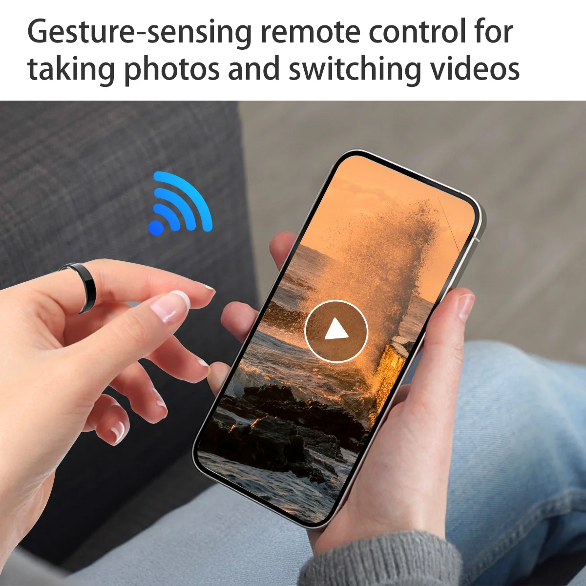 2025 رائجة البيع الذكية حلقة لفتة فرشاة فيديو سماعة لاسلكية تعمل بالبلوتوث دعوة التحكم بالموسيقى 5ATM مقاوم للماء مراقب معدل ضربات القلب للرجال