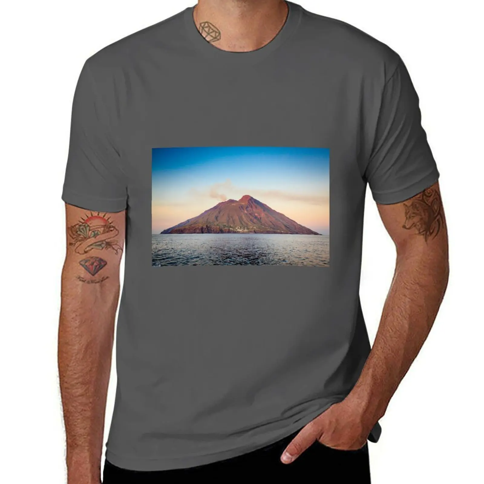 

Stromboli Island T-Shirt t shirts cotton 100% t shirt man plain T-Shirt