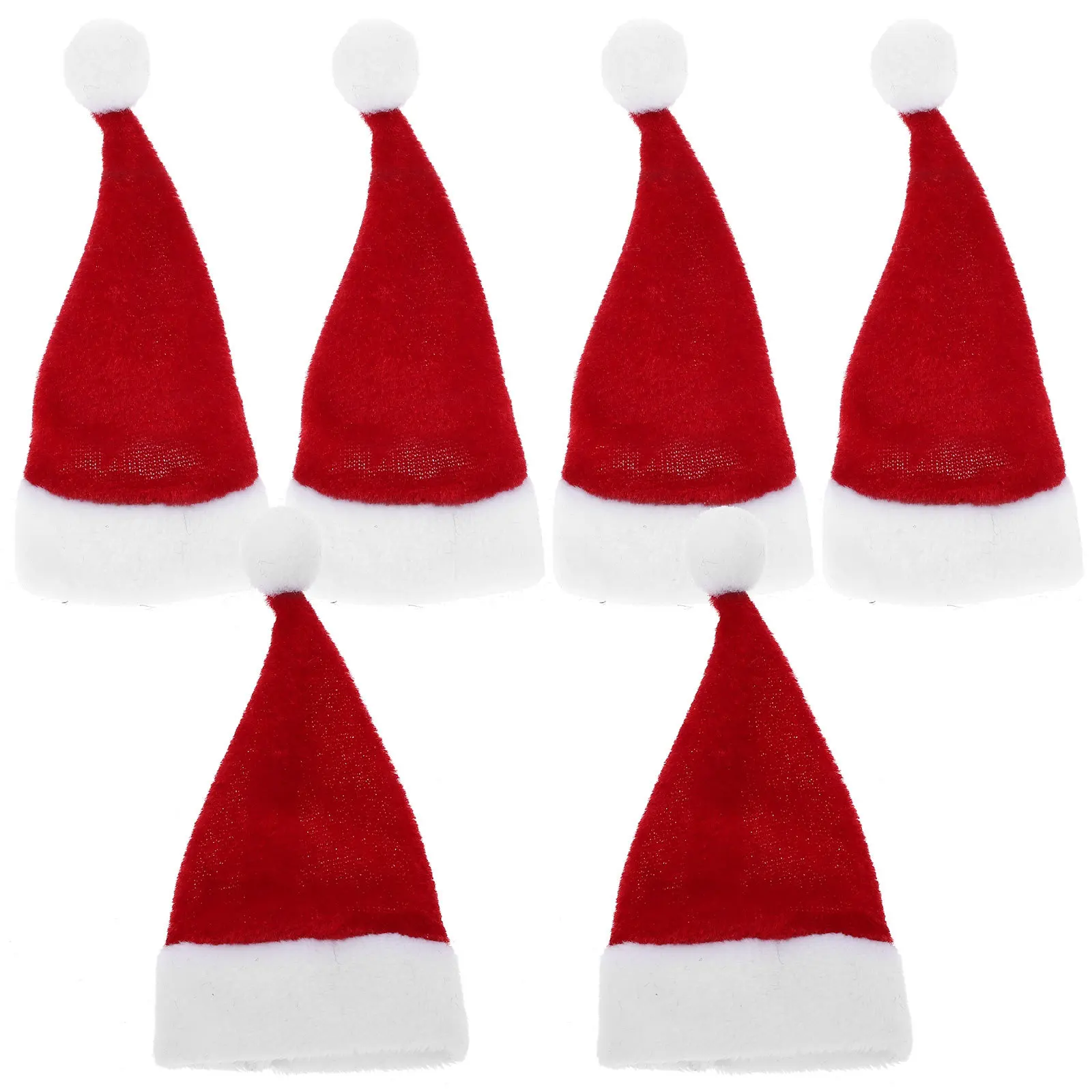 

6Pcs Mini Santa Hat Christmas Decoration Small Red White Xmas Caps for Cutlery Lollipops Wine Bottles Holiday Party Favors