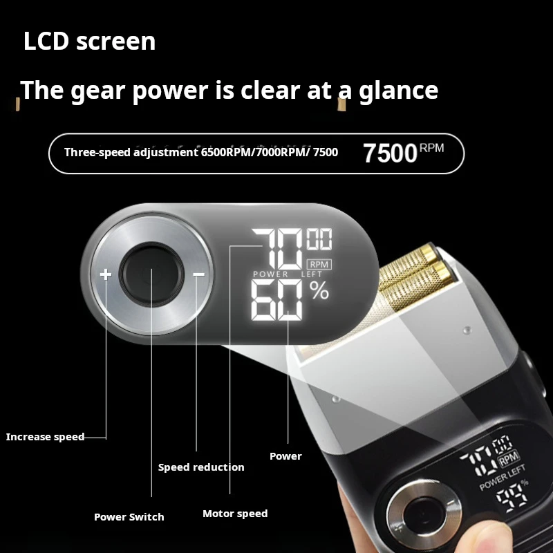 Reciprocating Blade Digital Display Razor Multifunctional Bald Artifact Beard Trimmer Electric Shaver Men's Haircut Machine Man