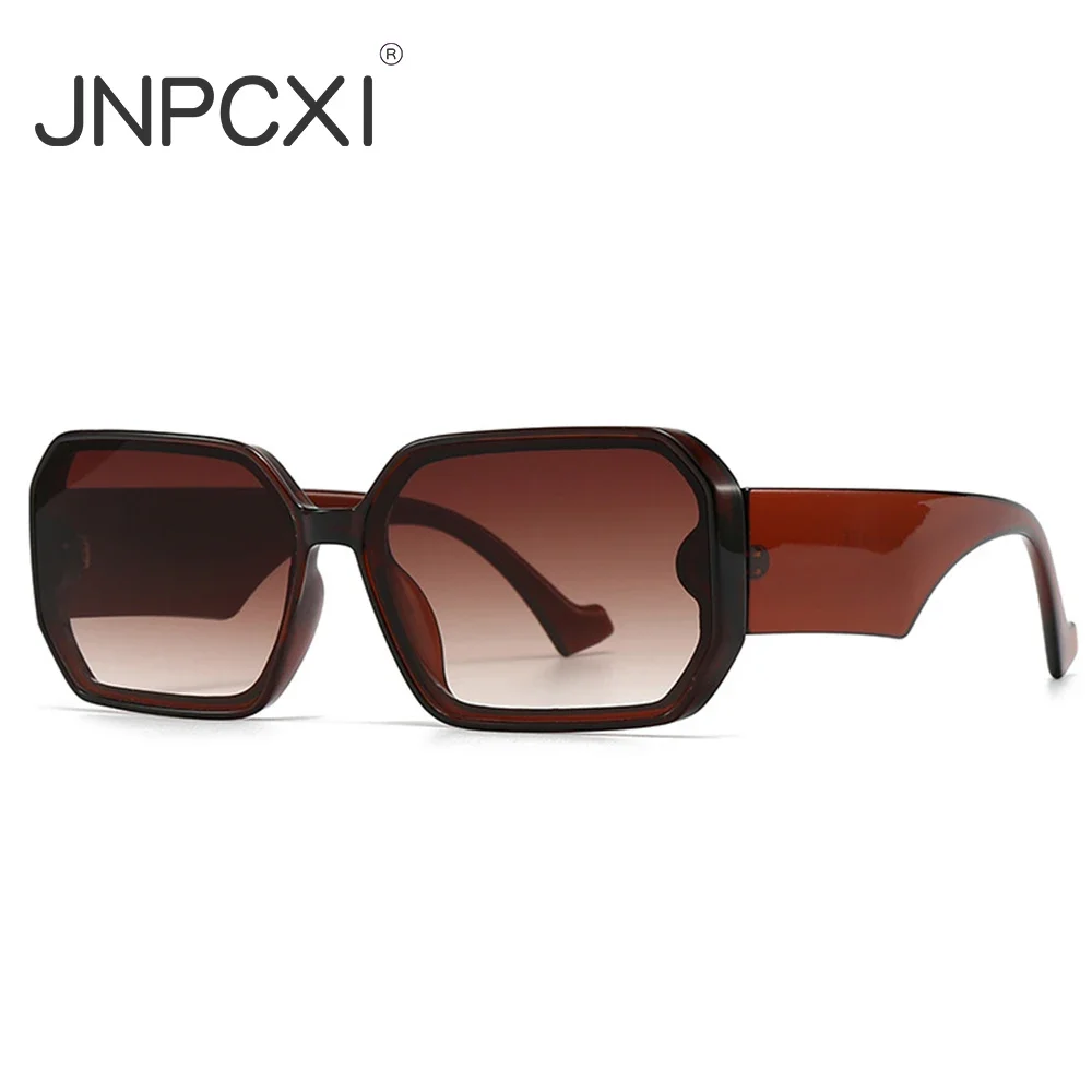 JNPCXI Square Women Sunglasses Fashion Brand Design Tea Gradient Shades UV400 Men Trending Sun Glasses