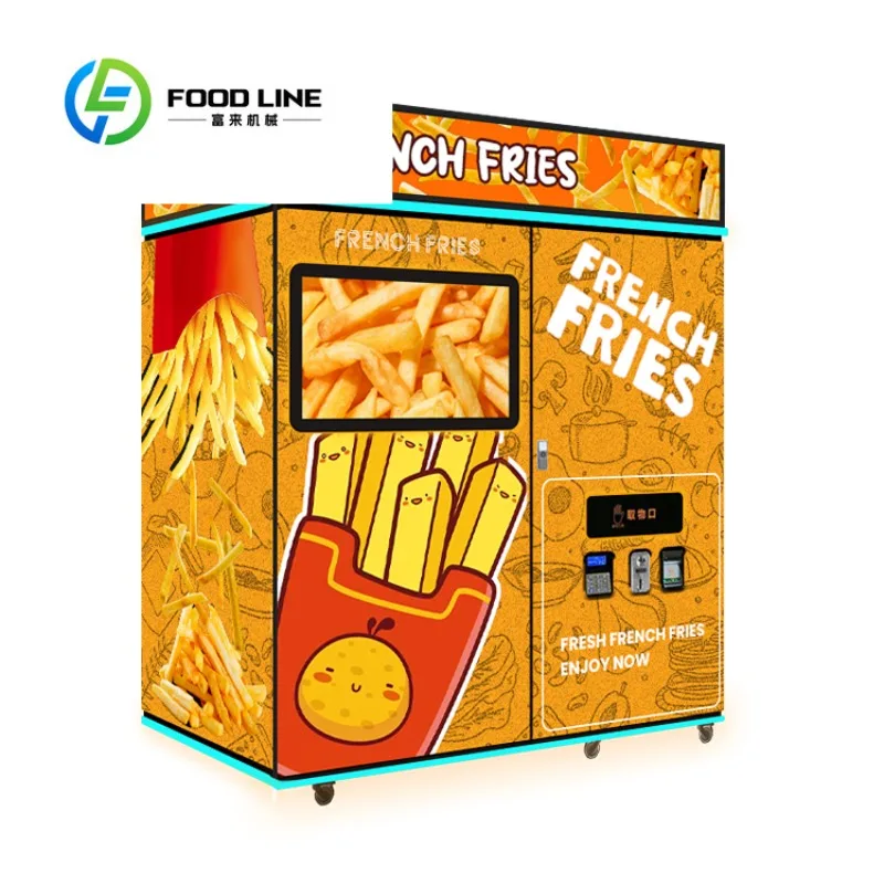 French Fries Vending Machine Automatic Robot Hot Food Fired Chicken and Fry Chip Vending Machine