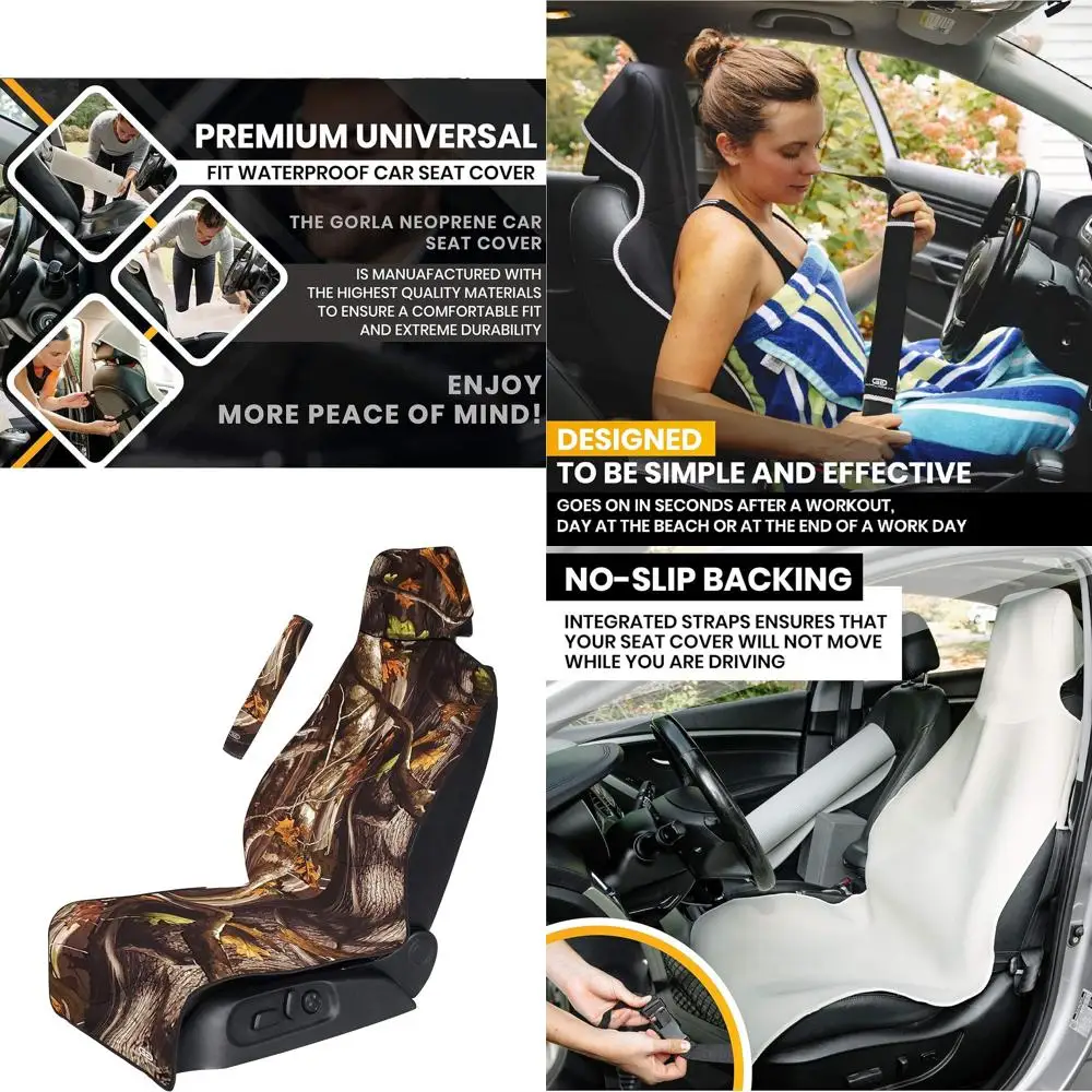 

Gear Camo Premium Universal Fit Waterproof Stain Resistant Car Seat Cover Neoprene Non-Slip Bucket Seat Hunting Dog & Sweat Proo