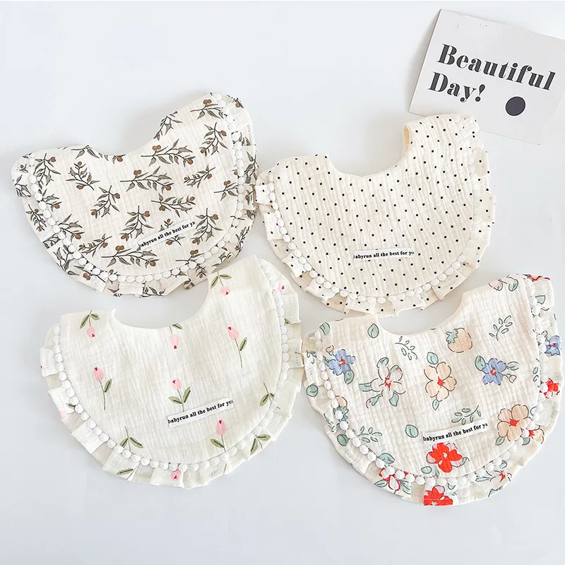 

Baby Muslin Bibs Boys Girls 2PCS Bibs Infants Newborns Toddlers Saliva Towel 100% Cotton Absorbent Soft Layers Adjustable Snaps