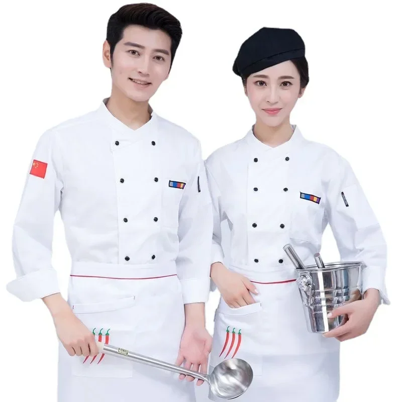 Summer Breathable Cake Room Restaurant Hotel Chef Wear Long Sleeves Autumn and Winter Work Clothes Short Sleeves Summer