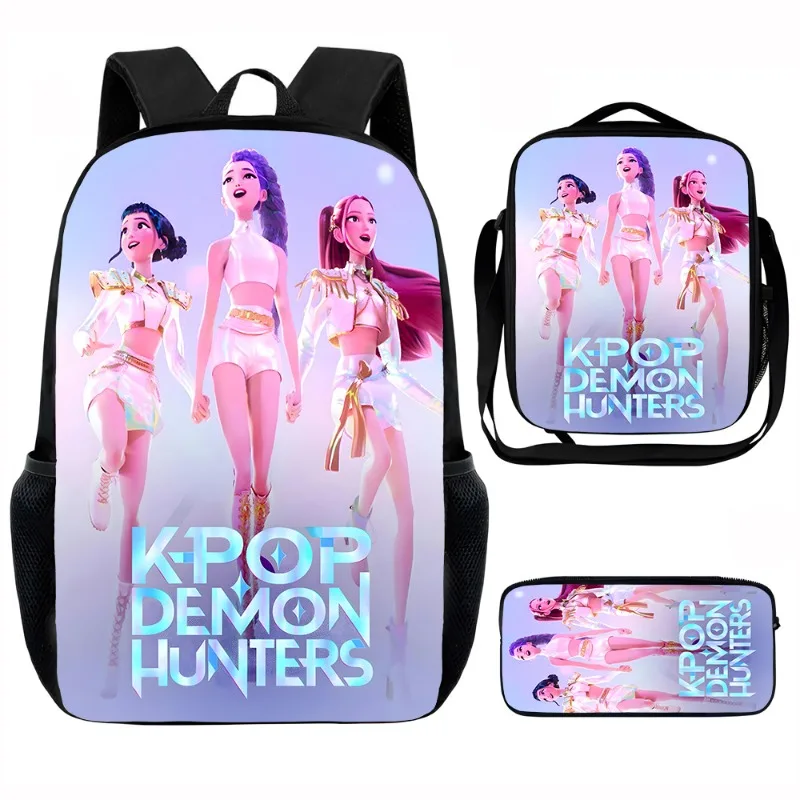 3 Pcs/set Printed Popular Anime KPop Demon Hunters Backpacks Cute Rucksack Kindergarten Fashion Style Urban Laptop Bag Schoolbag
