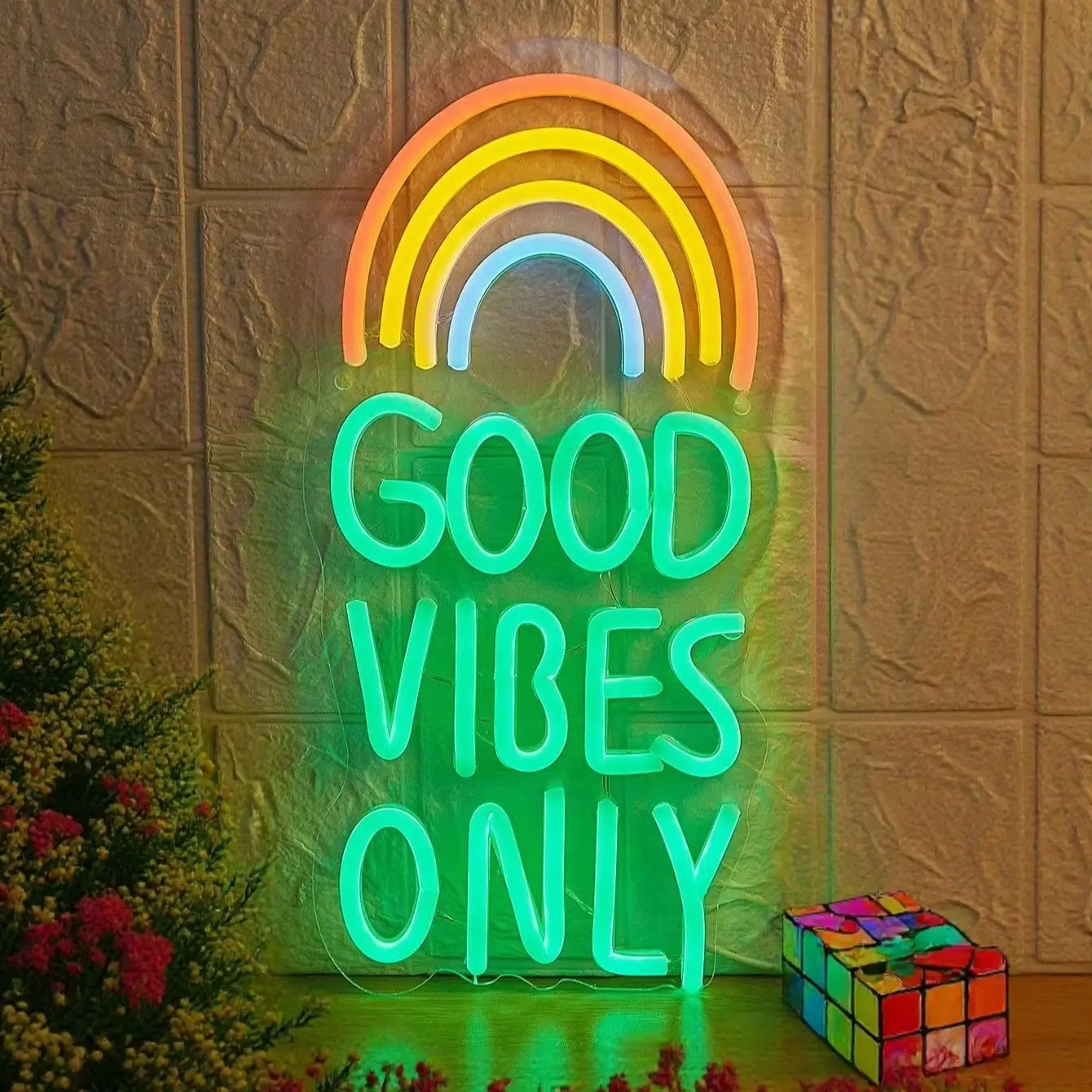 Chi-buy LED Neon good vibes only USB Powered Neon Signs Night Light 3D Wall Art Bedroom Living Room Decor Lamp Signs