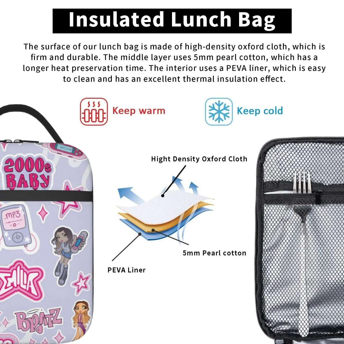 إميليا Mernes MP3 معزول حقيبة الغداء المحمولة حاوية الغداء حقيبة للحفاظ على البرودة حمل علب الاغذية الشاطئ في الهواء الطلق الرجال النساء