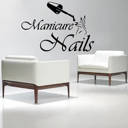 Fashion Vinyl Wall Decal Nails Salon Design Wall Stickers Interior Manicure for Beauty Salon Window Decoration Sticker