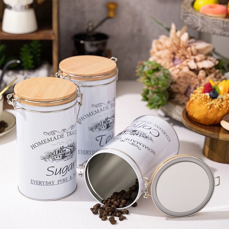 

3pcs Coffee Container Convenient Coffee Sugar Storage Vacuum Jar Unique Metal Sealing Storage Canisters Kitchen Accessories
