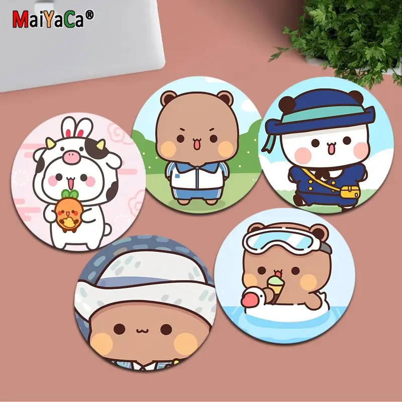 

Bubududu Panda Mousepad 20x20cm Round Desktop Desk Mat Kawaii Gaming Accessories Students Writing Pad Mouse Pad for PC Desk Pad