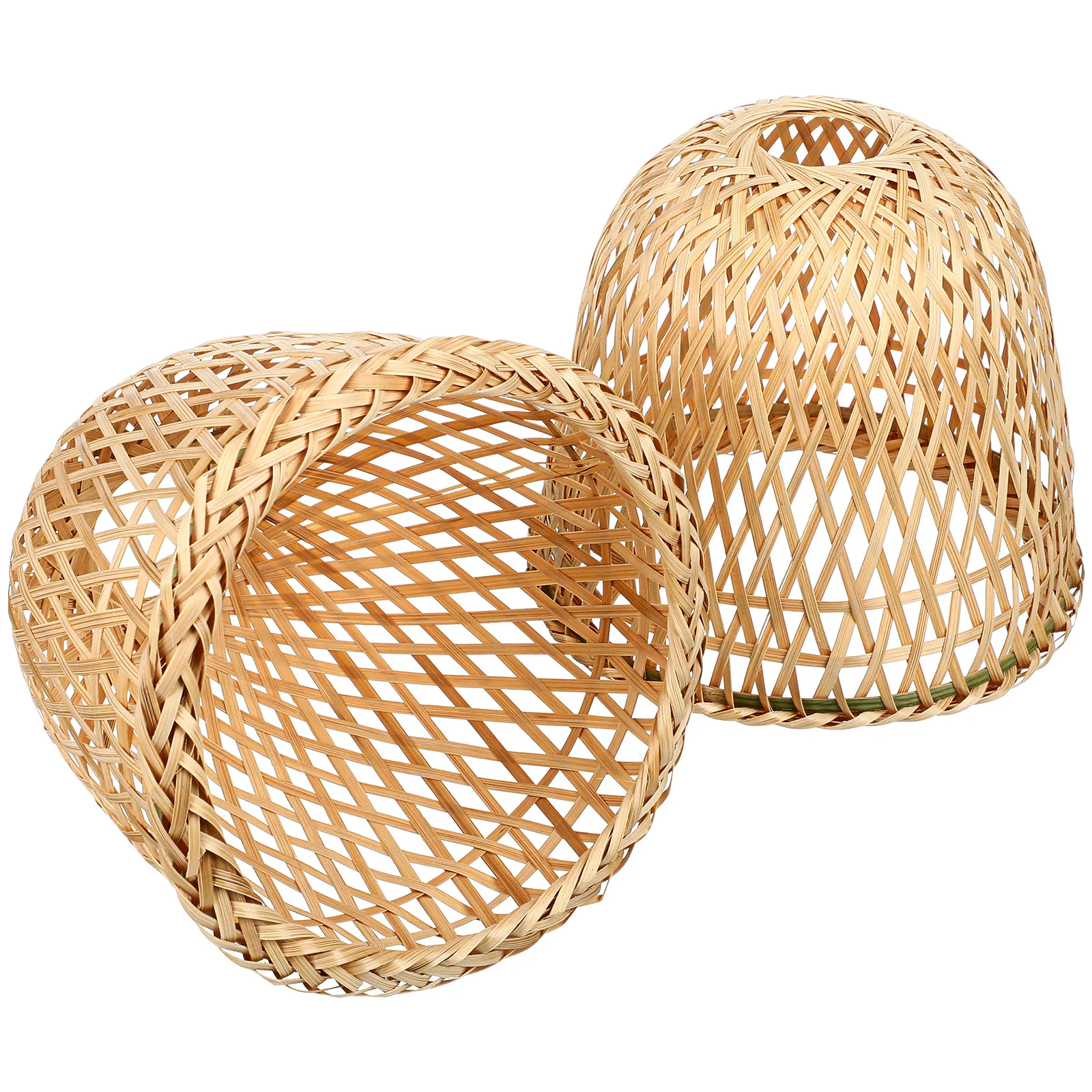 

2 Pcs Bamboo Lampshade Ceiling Accessory Lampshades Decor Light Bulb Rustic Style Woven Weaving for Hanging Khaki