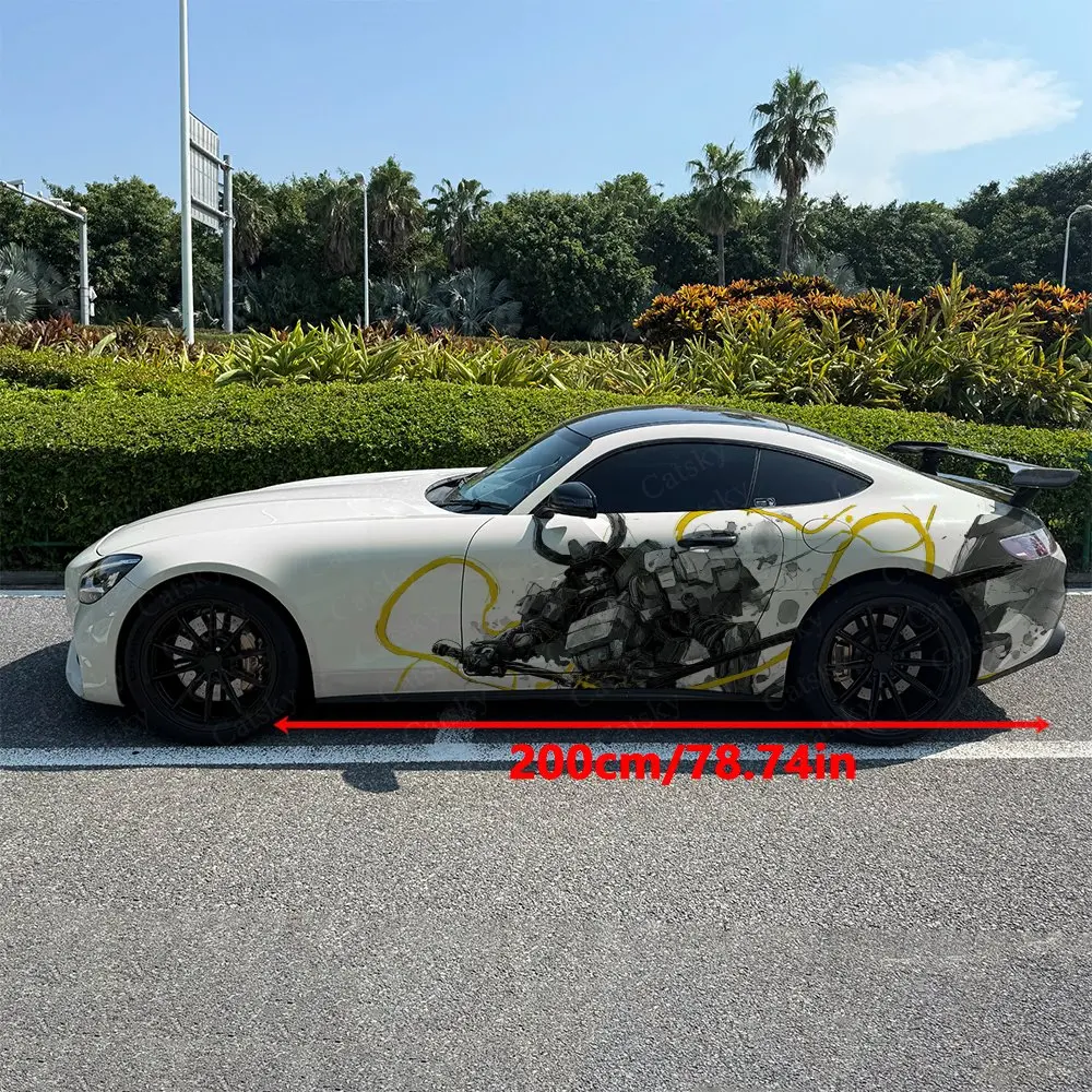 2pcs Cyber Mecha Samurai Spirit, Durable, Fade-resistant, Enhance Vehicle Aesthetics With Bold Artistic Design Car Vinyl Wraps
