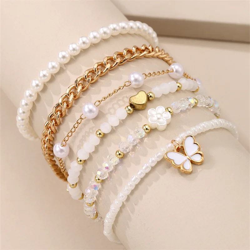 New fashion boho style rice bead and soft pottery beaded bracelet for girl women daily party decor