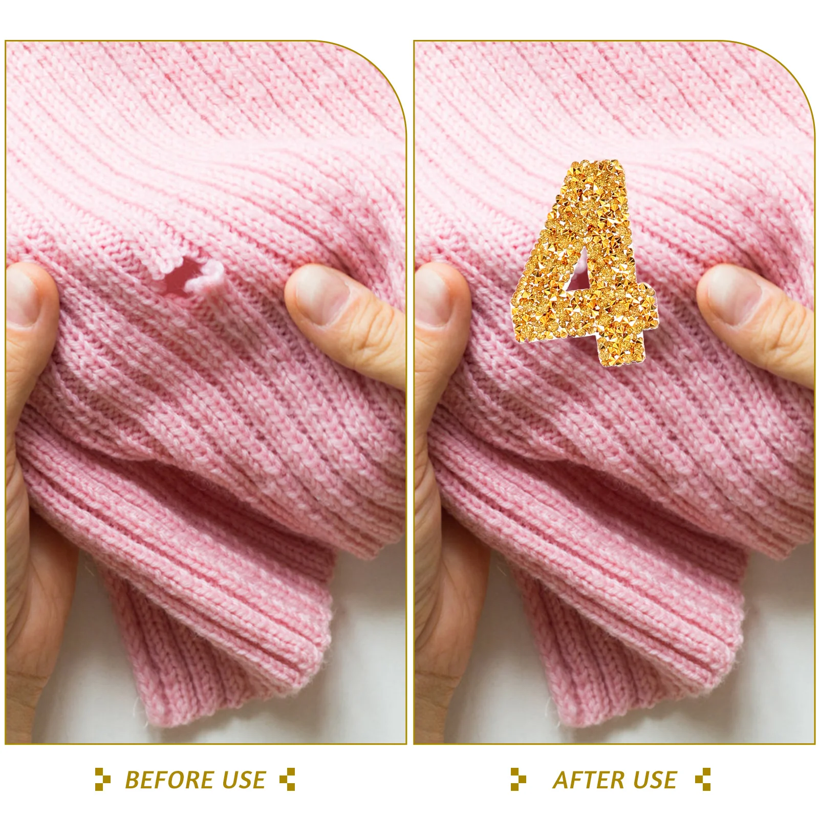 

1 Set Gold Rhinestones Number Iron On Patches For Clothing Decorate Dress