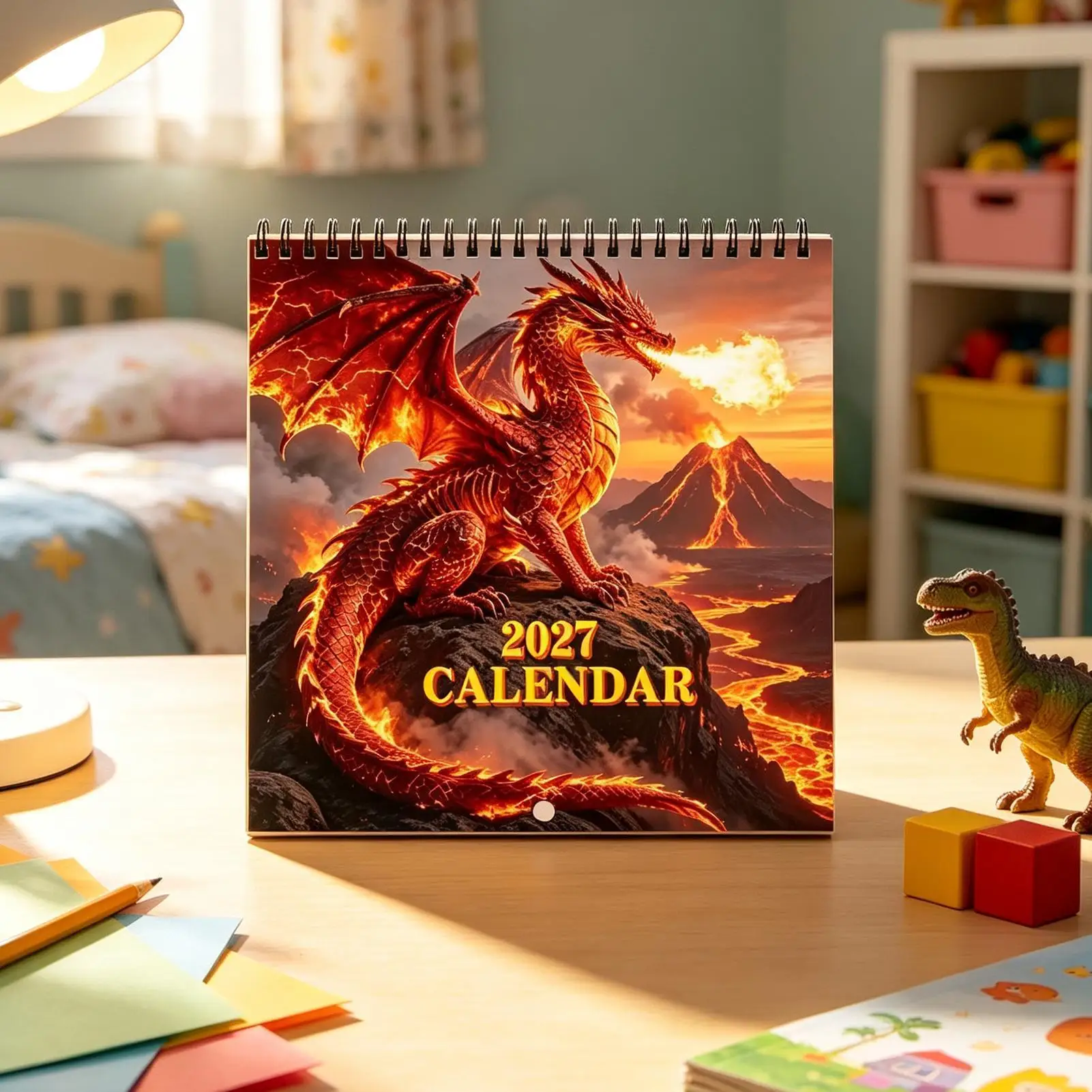 2027 Fire Dragon Wall Calendar Monthly Weekly Academic Planner Animal Theme for Home Office School Dorm New Year Decor view 4