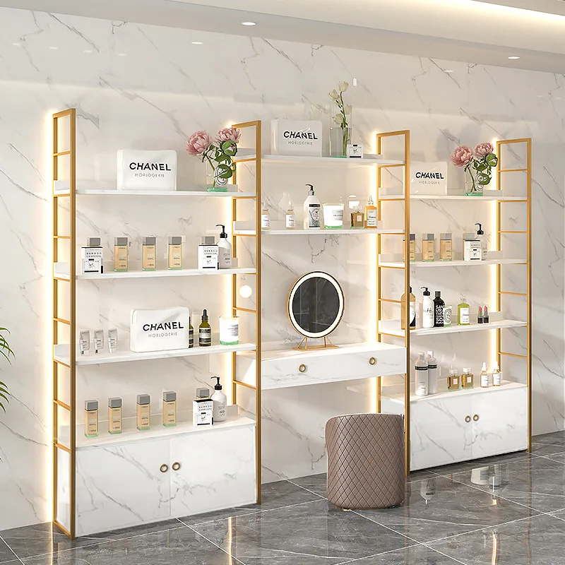 Cosmetics Display Cabinet Product Display Cabinet Beauty Salon Skin Care Products Shelf Shelf Display Shelf with Light