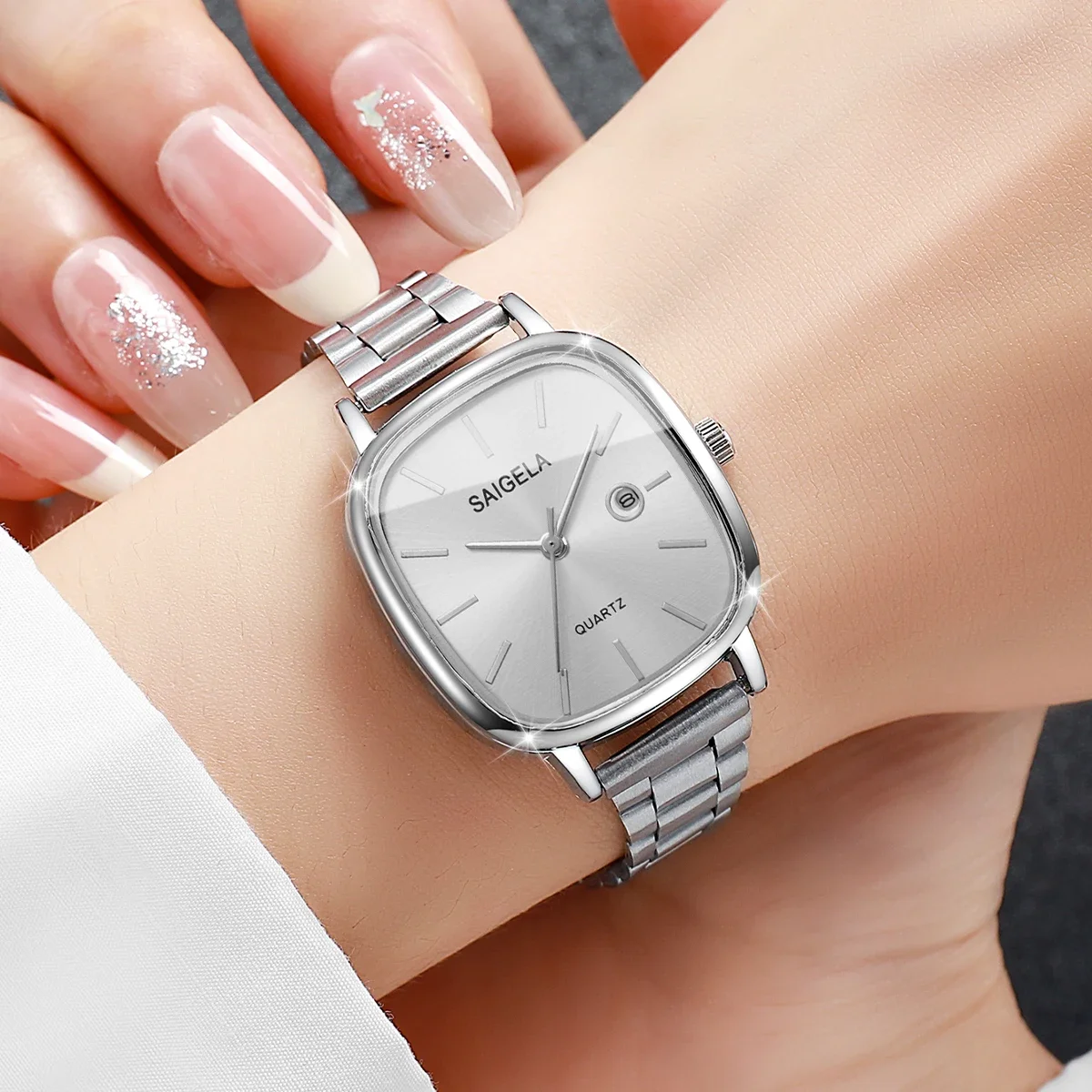 ساعات نسائية مربعة الشكل كاجوال بتقويم كوارتز ساعة للسيدات Reloj Mujer (بدون صندوق)