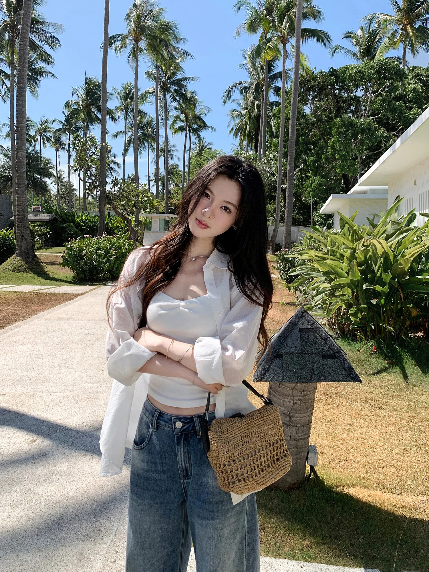 

Pusumede Loose Fit Long Sve Striped irt Women's Micro Transparent Sun Protection Cotton Blend Casual Top