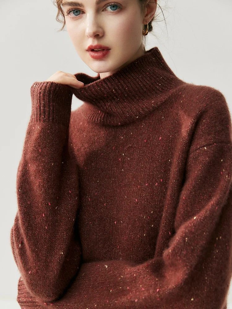 TLOML 새로운 여성용 100% 캐시미어 스웨터 터틀넥 풀오버 루즈 스타일 캐시미어 니트웨어 가을 겨울 두꺼운 부드러운 따뜻한 옷